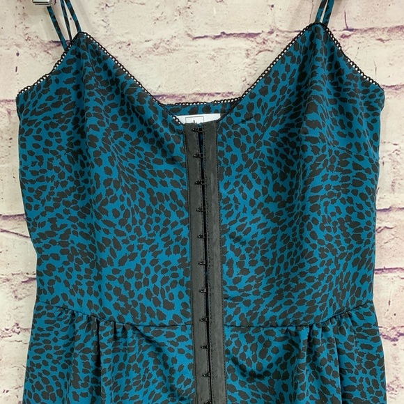 Dolce Vita Turquoise Black Animal Print Sleeveless Evening Dress - Picture 3 of 8